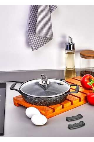 Esivitalia Granit 18 Cm Sahan Cam Kapaklı Esivitalia Granit 18 Cm Sahan Cam Kapaklı