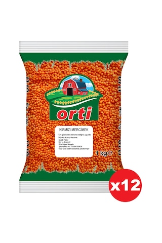 Orti Kırmızı Mercimek 1 Kg. X 12 Adet