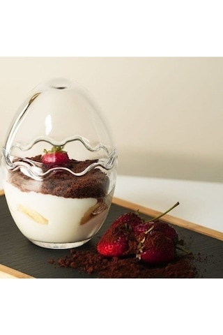 6 Adet Cam Tatlı Ve Magnolia Kasesi Yumurta Şeklinde Sunum Tabağı / Puding Kasesi