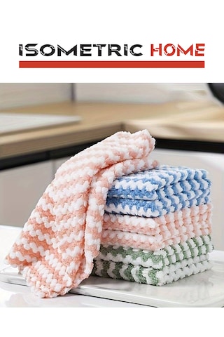 3 Adet Mikrofiber Bez 30x30, Süper Emici Mercan Polar Kumaş, Koku Yapmaz, Nem VeÖnler Çeyiz Çok Renkli