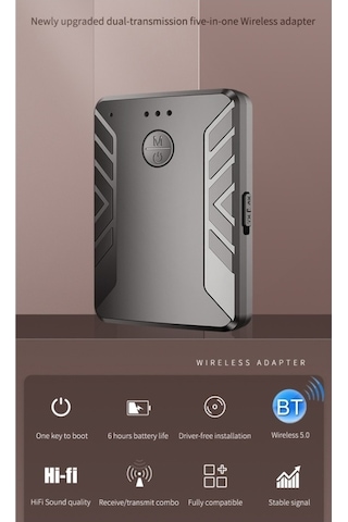 Sones T-19 Bluetooth 5.0 2'si 1 Arada Bluetooth Ses Adaptörü Alıcı Verici