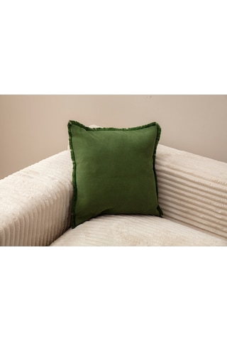 Swita Home Saçaklı Tek Renk 43x43 Kırlent Kılıfı Yeşil