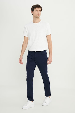 AC&Co / Altınyıldız Classics Erkek Lacı Pamuklu Slim Fit Dar Kesim 5 Cepli Armürlü Esnek Casual Pantolon Lacı Lacivert