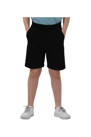 Erdem Kıds Erkek Çocuk Basic Pamuklu Penye Double Paça Cepli Şort Siyah Siyah
