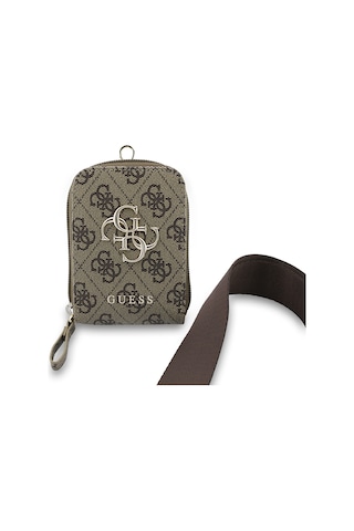 Guess Orjinal Lisanslı 4g Desenli Büyük Metal Logolu Omuz Askılı Purse El Çantası Kahverengi