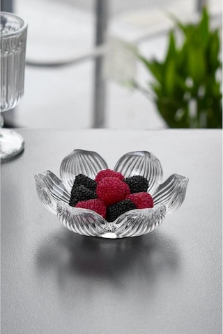 6 Lı Lotus Çiçeği Kahve Yanı Sunumluk Çizgili Origami Lokumluk Şekerlik Drajelik - Beyaz Beyaz