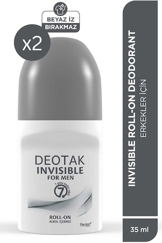 Deotak Invisible Erkek 7 Güne Kadar Etkili Roll-On Deodorant 35 ML x 2 Adet