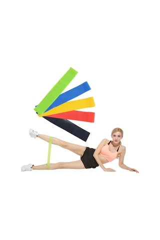 Spor Antrenman Direnç Bandı Esnek Dayanıklı Egzersiz Ve Fitness Lastiği Çok Renkli