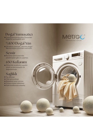 Metsgo Yün Kurutma Topu - Doğal Yumuşatıcı- Kırışık Giderici - Kurutma Makinesi İçin 9 Adet