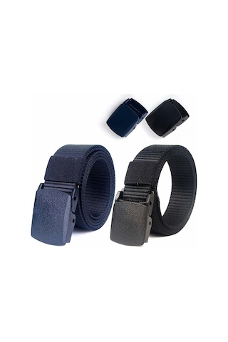 Erkekler İçin 2'li Taktik Kemer Paketi, 1,5" Naylon Askeri Bel Kemeri, Metal Tokasız