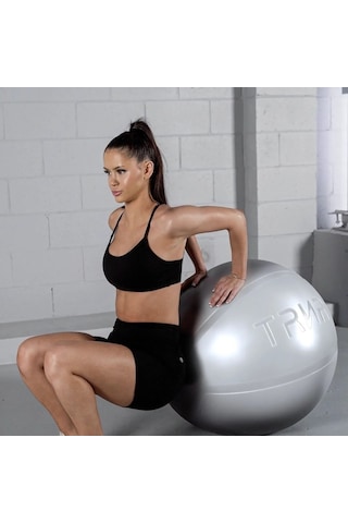 Trnr Anti-burst Egzersiz Topu 55-75 Cm Kaymaz, Latex Içermez, Pompa Ve Çift Fonksiyonlu Aparat Pilates Açık Gri