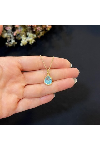 Stela Akumarin Damla Gümüş Kolye Sarı