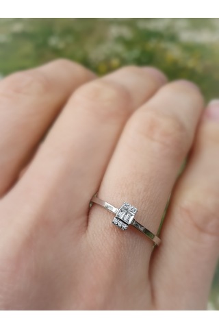 Nadias Jewellery Baget Pırlanta Tektaş Yüzük (461051451)