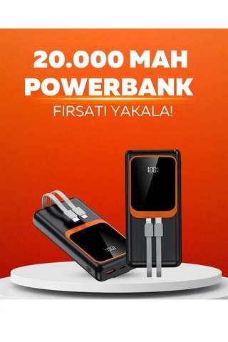 20.000 Mah Powerbank - 22.5w Hızlı Şarj, Çok Kablolu, Dijital Göstergeli