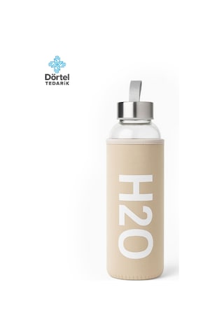 H2o Kılıflı Cam Matara 600 Ml Bej