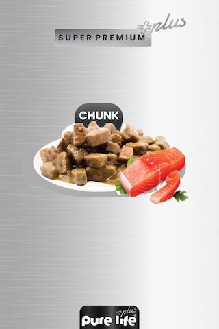 Purelife Plus 24'lü Somonlu Yetişkin Konserve Chunk Parça Etli Yaş Mama 400 G