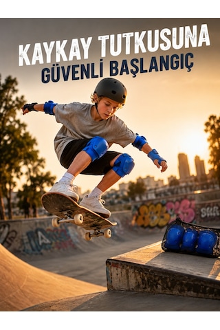 Mavi Çocuk Koruyucu Dizlik Dirseklik Ve El Bilek Koruyucu Seti 2 Adet - Lisinya