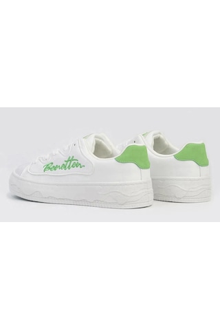 United Colors Of Benetton Benetton 10102 Yüksek Taban Günlük Kadın Sneaker Ayakkabı Beyaz Yeşil Beyaz - Yeşil