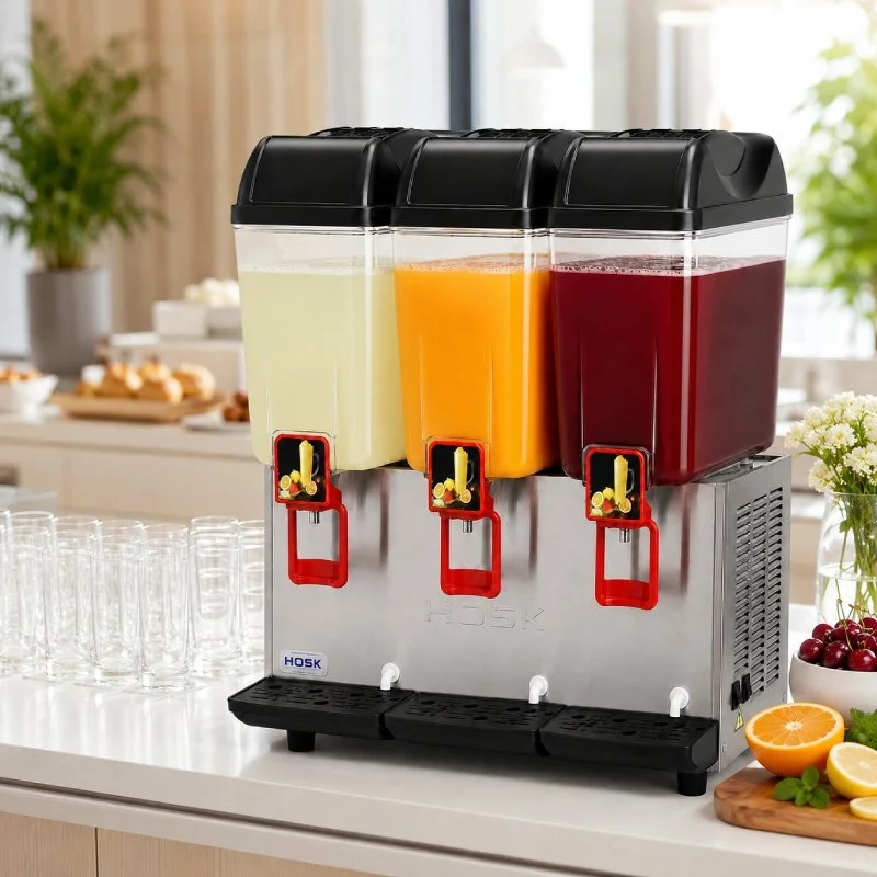 Hosk Limonata, Şerbet Makinesi, Soğuk İçecek Dispanseri, 3x20l, Fıskiyeli Model Çok Renkli