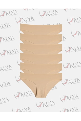 Alya Underwear Basic Lazer Kesim Kadın Bikini Külot Dikişsiz Kadın Slip - Ultra Esnek Ve Rahat 6'lı Paket Ten