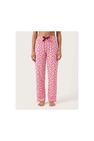 Aura Collections Kadın Viskon Pamuklu Pijama Altı Soft Örme Mevsimlik Ev Pantolonu Kırmızı