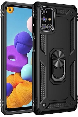 Galaxy M31S Kılıf Zore Vega Yüzüklü Standlı Zırh Kılıf