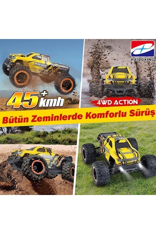 Haıboxıng 1/16th Scale 4wd Brushless Truck Uzaktan Kumandalı Araba Rtr Sarı + 1500 Mah 7.4v 2s 30c Lipo Batarya