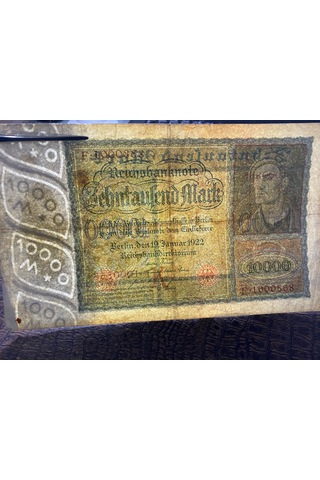 Almanya İmparatorluğu 10000 Mark Reichsbanknote Deutsches Reich 1922 Temiz - T Fine F