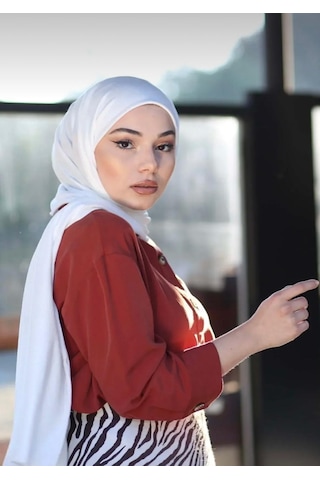 Gesshop Kadın Penya Şal Beyaz