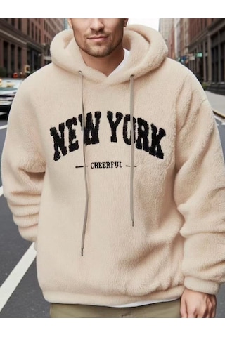 Avrupa Ve Amerikan Baskılı Moda Marka Kapüşonlu Büzme İpli Kazak Gündelik Spor Tarzı Erkek Ceketi Haki