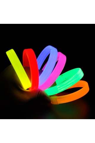 Glow Partisi Fosforlu Ekstra Kalın Bileklik 6 Renk 6 Lı Set Baskı Yapılabilir - Evori-874076