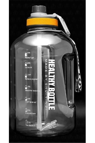 Valletta Winta Bpa Içermez Motivasyonel Su Matarası 2.5 Litre Siyah Su Matarası Suluk