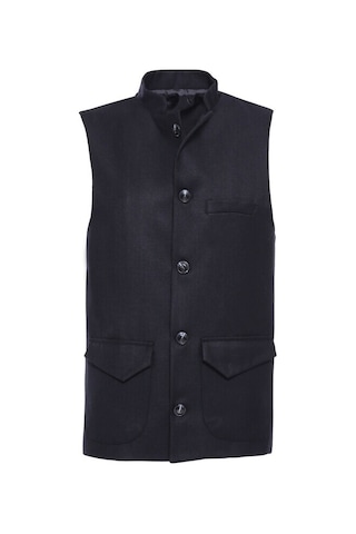 Siyah Hakim Yaka Kaşe Yelek 001