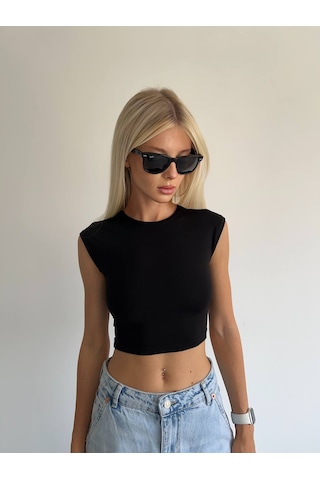 Midi Crop Top T-shirt 373 Siyah