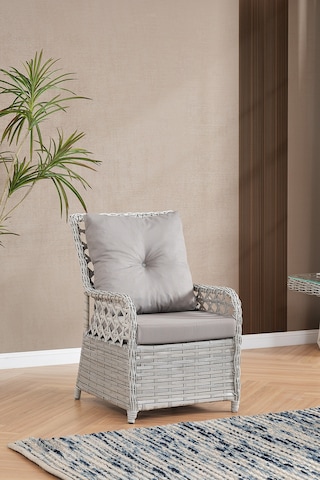 Duru 2 Kişilik Rattan Bahçe Balkon Mutfak Masa Takımı Gri