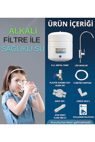 8 Lt Metal Tanklı Çift Karbonlu Kapalı Kasa Pompasız Beyaz Su Arıtma Cihazı