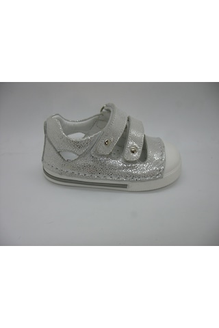 Angelokids Elma Şekeri 01103 Deri Ortopedik Ilk Adım Gümüş Sandalet 19-21 Gümüş