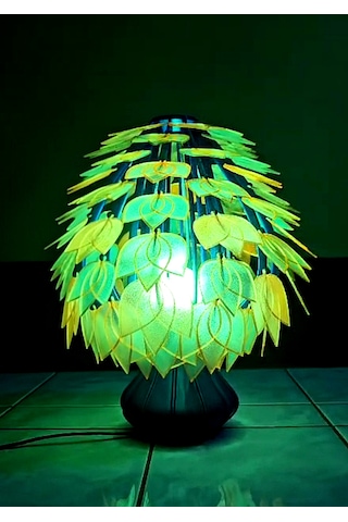 Lotus Çiçek Dekoratif Masa Lambası Abajur Şeffaf Rgb Ampul Dahil Çok Renkli Şeffaf Yapraklı