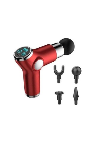 Fortunelane Kırmızı Mini Fasyal Elektrikli Masajcı - 32 Seviye Kas Masajı, 4 Farklı Uç, 45db Sessiz Motor, 15 Dakika Otomatik Kap Kırmızı