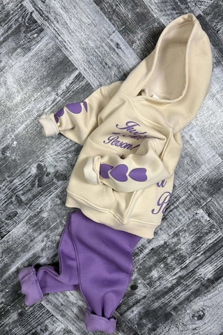Riccotarz Kız Çocuk Sırt Baskılı Ve Kollarında Yazı Detaylı Sweatshirt Mor Eşofman Takım Mor