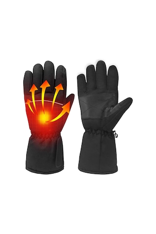 Erkekler Ve Kadınlar İçin Isıtmalı Eldivenler Elektrikli Kış Termal Dokunmatik Ekran Isıtmalı Eldivenler Bisiklet, Dağ Yürüyüşü, Kayak, Kayakla Dalış İçin Eldivenler Siyah