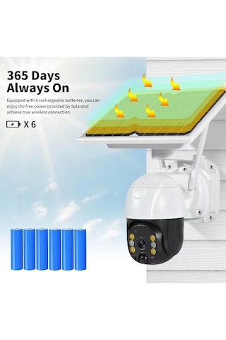 Wifi Uygulamalı Gece Görüşlü Solar Güneş Enerjili Kamera Akıllı Dış Mekan Güvenlik Kamerası