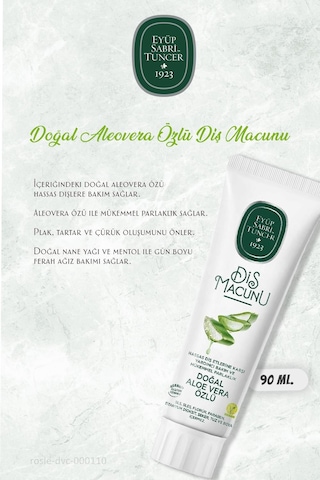 Eyüp Sabri Tuncer Diş Macunu Aloe Vera Özlü 3 x 90 ML+ Rosie Pamuk 60'lı
