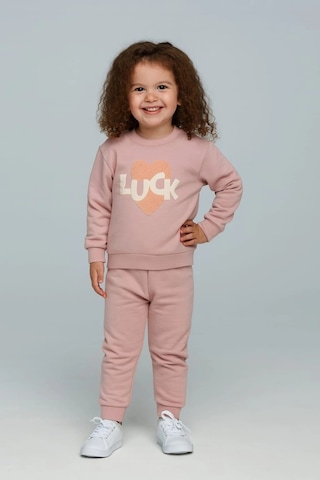 Luck Kalpli %100 Pamuk Çocuk Eşofman Takımı Gül Kurusu
