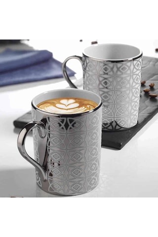 Kütahya Porselen Forest 2'Li Gri Porselen Mug Bardak