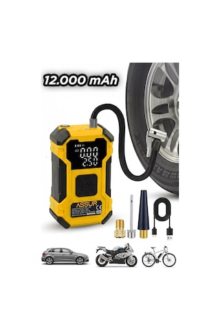 Assur 12000MAH Oto Kompresör Powerbank Led Işık - 3254