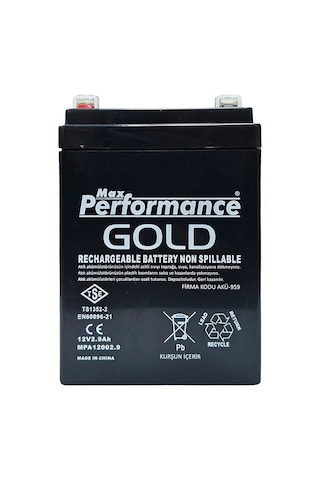Max Performance Gold Sisleme Aküsü 12v 2.9ah Dik Bakımsız Kuru Akü