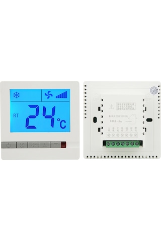 Yaozixa Büyük Ekran Mavi Işık Lcd Termostat, Ntc Sensörlü, Kompresör Koruma, Fan Koil Sıcaklık Kontrol Cihazı Yüksek-orta-düşük Otomatik Rüzgar Hızı