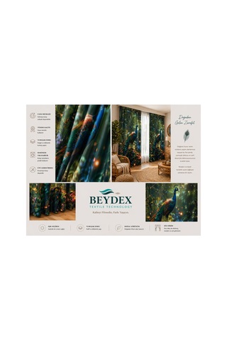 2 Adet 140x260 Cm Ölçüsünde Şık Dekoratif Fon Perde Koleksiyon Yeşil