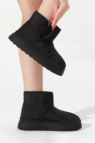 Kalın Poli Taban İçi Kürklü Cırtlı Kadın Siyah Bot Tbals035 Siyah